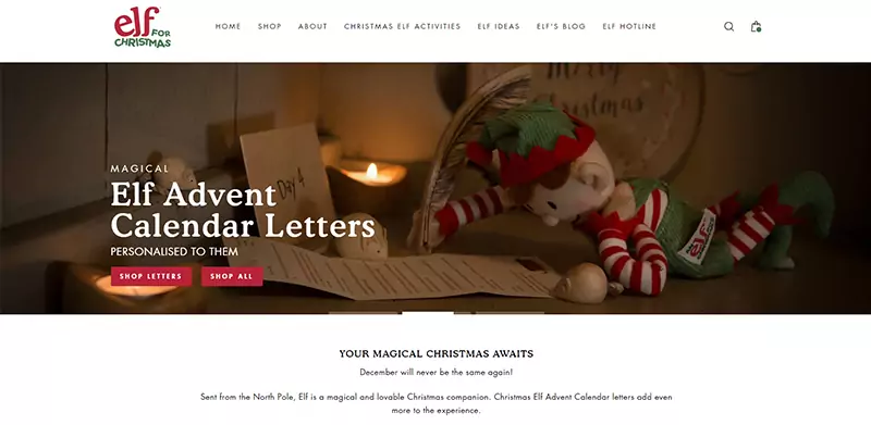 Elf for Christmas website created by Shopify agency Stick Marketing