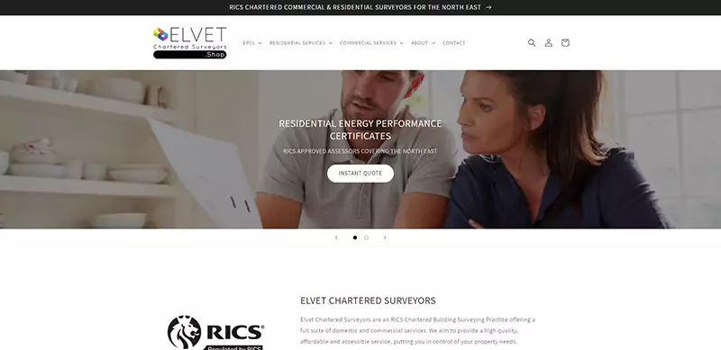 Elvet Chartered Surveyors Shop website created by Shopify agency Stick Marketing