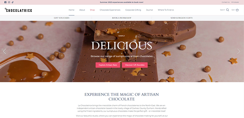 La Chocolatrice website created by Shopify agency Stick Marketing