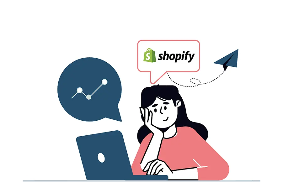 graphic to show Shopify agency Stick Marketing designing a Shopify emarketing website for a client