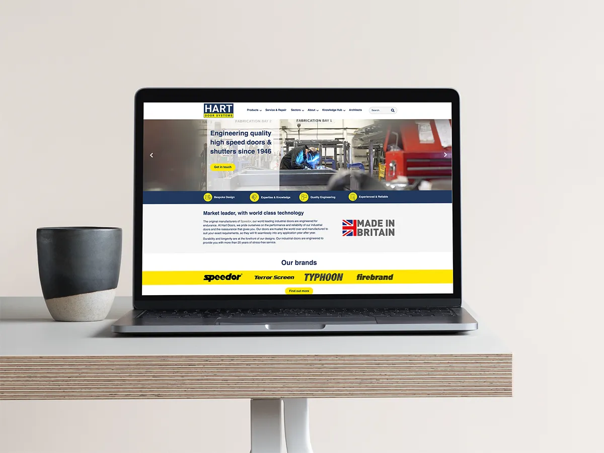 Website design for manufacturer Hart Doors