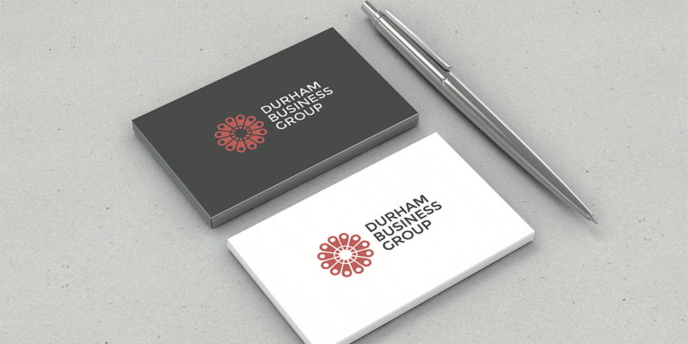 Rebranded business cards for Durham Business Group